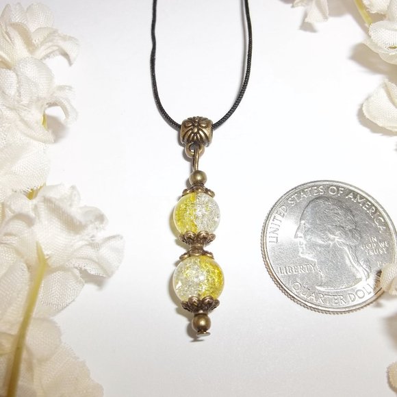 Boho Necklace Set Yellow Bronze Handmade Unique Funky Ombre Style Gift NWT 5281 - Picture 2 of 10